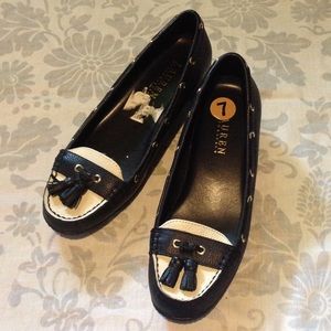 Ralph Lauren GAEL Leather Wedge Tassel Loafers 7B